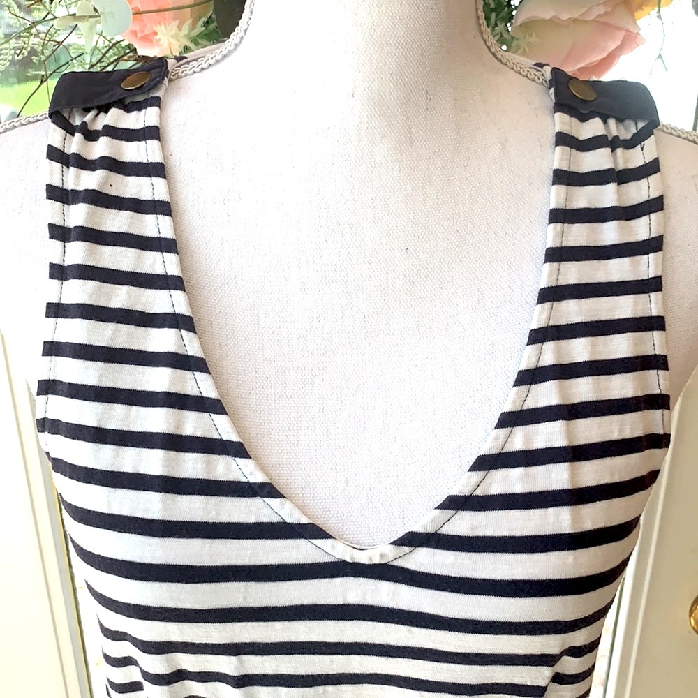 J. Crew Tank Dress Blue/White Stripe Drawstring XS - Picture 5 of 7